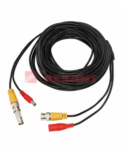 Шнур соединительный BNC-BNC для систем видеонаблюдения, с питанием (DC) от камеры (18 м) REXANT (18-1718) в Хасавюрте Патч-корды и пигтейлы Pintop.ru