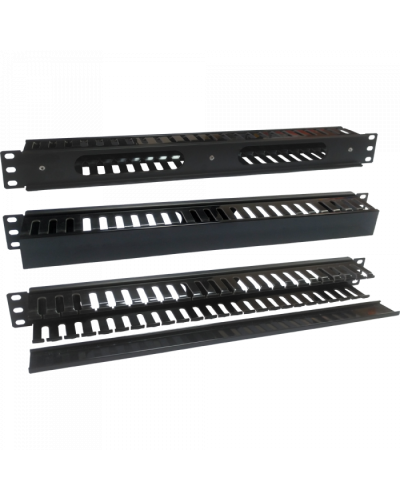 Кабельный органайзер 19 на 24 порта пластиковый, c крышкой, 1U TWT (TWT-ORG1U/24-CVP) в Хасавюрте Кабельные органайзеры Pintop.ru