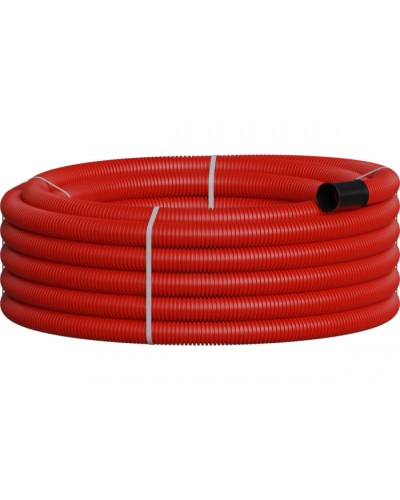 NR040 Двустенная труб.а ПНД гибкая, тип 450, SN29, с зондом, D40мм (20м) цвет красный Экопласт 801040-20 в Хасавюрте Гладкая труба Pintop.ru