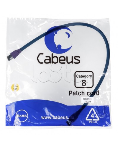 Патч-корд S/FTP Cabeus PC-SSTP-RJ45-Cat.8-0.5m-LSZH в Хасавюрте Патчкорды (медные) Pintop.ru