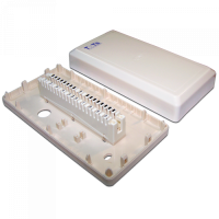 Настенная коробка с установленными плинтами, 1 размыкаемый плинт, 10 пар, пластик TWT (TWT-DB10-1P-DIS)