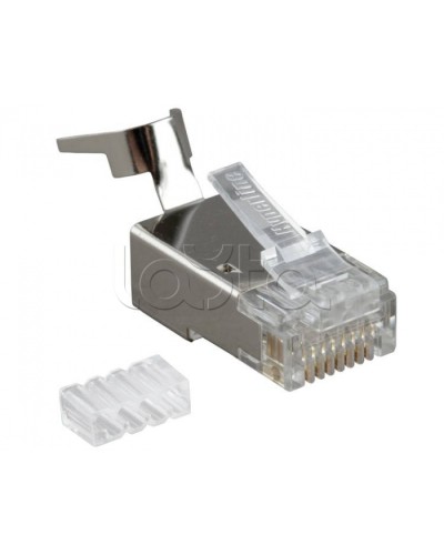 Разъем RJ-45(8P8C) под витую пару, категория 6A, экранированный, со вставкой Hyperline PLUG-8P8C-UV-C6A-SH-50 в Хасавюрте Коннекторы и разъемы Pintop.ru