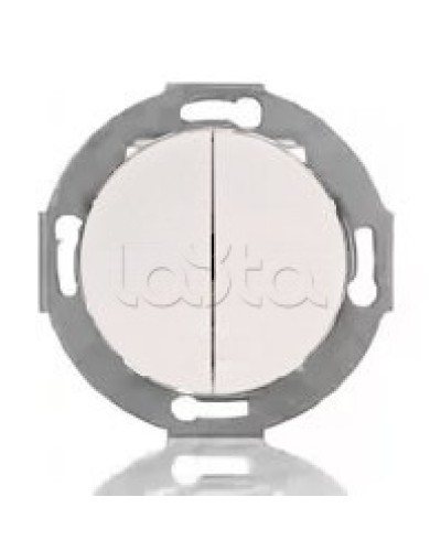 Выключатель двухклавишный Экопласт (схема 5) 10 A, 250 B (белый) Vintage в Хасавюрте Розетки компьютерные и телефонные Pintop.ru