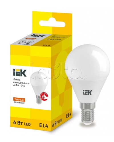 Лампа LED ALFA G45 шар 6Вт 230В 3000К E14 IEK (LLA-G45-6-230-30-E14) в Хасавюрте Источники света(Лампы) Pintop.ru