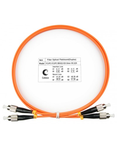 Шнур оптический duplex FC-FC 62,5/125 mm 1м LSZH Cabeus FOP-62-FC-FC-1m в Хасавюрте Патч-корды оптические Pintop.ru