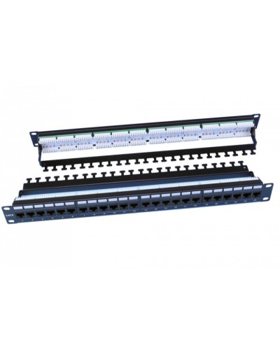 Патч-панель 19, 1U, 24 порта RJ-45, категория 6, Dual IDC, цвет черный Hyperline PP3-19-24-8P8C-C6-110D в Хасавюрте Патч панель Pintop.ru