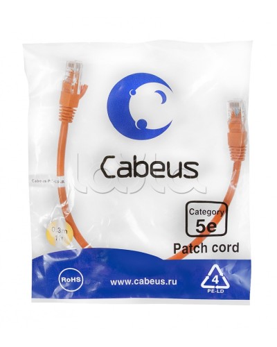 Патч-корд медный U/UTP кат.5е (0,3м) LSZH (оранжевый) Cabeus (PC-UTP-RJ45-Cat.5e-0.3m-OR-LSZH) в Хасавюрте Патчкорды (медные) Pintop.ru