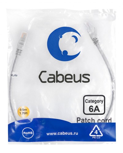 Шнур коммутационный 2xRJ-45/8P8C U/UTP кат.6 (0,5 м) Cabeus PC-UTP-RJ45-Cat.6a-0.5m-LSZH в Хасавюрте Патчкорды (медные) Pintop.ru