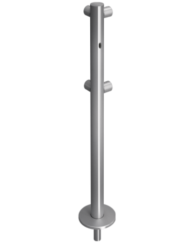 Стойка ограждения съемная L-образная с отверстием под фиксатор, 2 муфты слева Oxgard ВЗР 1996Р.21-06 в Хасавюрте Ограждения Pintop.ru