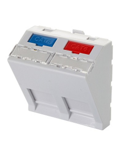 Адаптер 45 × 45 мм для 2 модулей Keystone, наклонный, белый Eurolan (16B-45-04WT) в Хасавюрте Модули Keystone Pintop.ru