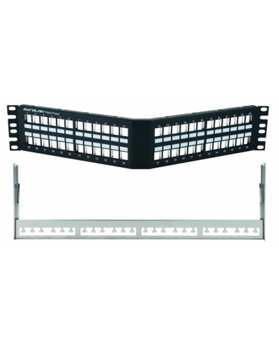 Коммутационная угловая панель 19” наборная, FTP, 2U, 48 портов, черный Eurolan (27A-00-48BL) в Хасавюрте Патч-панели Pintop.ru
