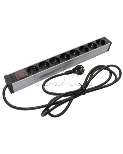 Блок розеток для 19 шкафов, горизонтальный Hyperline (SHZ19-8SH-S-2.5EU) в Хасавюрте Блоки розеток Pintop.ru