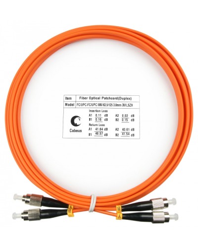 Шнур оптический duplex FC-FC 62,5/125 mm 3м LSZH Cabeus FOP-62-FC-FC-3m в Хасавюрте Патч-корды оптические Pintop.ru