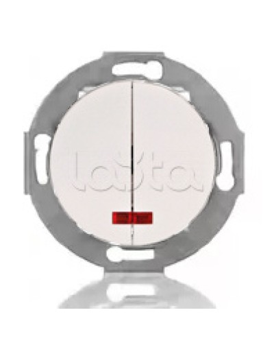 Выключатель двухклавишный Экопласт (схема 5L) с индикатором 10 A, 250 B (белый) Vintage в Хасавюрте Розетки компьютерные и телефонные Pintop.ru