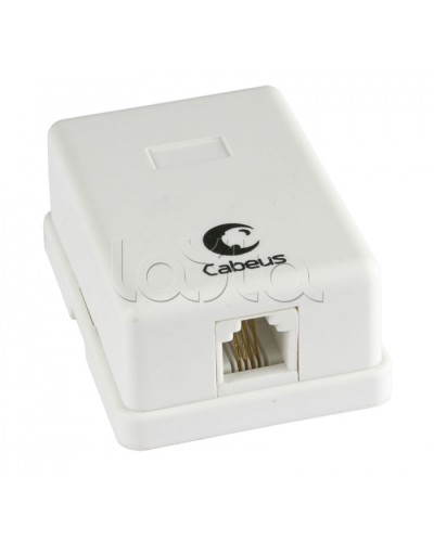 Розетка телефонная RJ-12(6P4C), одинарная, внешняя, белая Cabeus WS-6P4C-TEL-1 в Хасавюрте Розетки компьютерные и телефонные Pintop.ru
