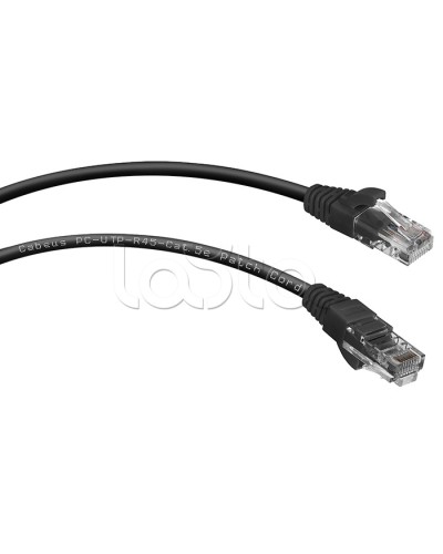 Шнур коммутационный 2xRJ-45/8P8C U/UTP кат.5е (1,5 м) Cabeus PC-UTP-RJ45-Cat.5e-1.5m-BK в Хасавюрте Патчкорды (медные) Pintop.ru