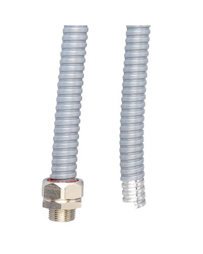 Металлорукав DN 10мм в ПВХ изоляции, Dвн 10,0 мм, Dнар 14,0, 50 м, цвет серый DKC 6071R-010 в Хасавюрте Металлорукав Pintop.ru