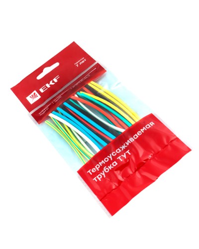 Термоусаживаемая трубка ТУТ нг 4/2 набор:7 цветов по 3шт. 100мм. EKF PROxima (tut-n-4) в Хасавюрте Аксессуары для кабель-канала Pintop.ru