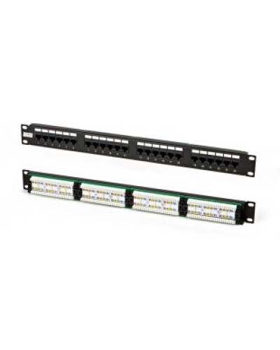 Патч-панель высокой плотности 19, 0.5U, 24 порта RJ-45, категория 5e, Dual IDC Hyperline PPHD-19-24-8P8C-C5e-110D в Хасавюрте Патч панель Pintop.ru