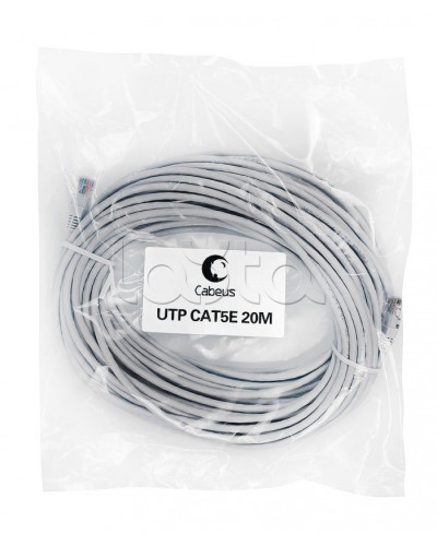Шнур коммутационный 2xRJ-45/8P8C U/UTP кат.5е (20 м) Cabeus PC-UTP-RJ45-Cat.5e-20m в Хасавюрте Патчкорды (медные) Pintop.ru