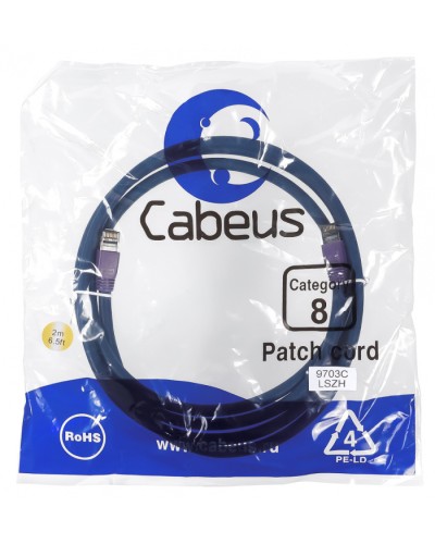Патч-корд S/FTP Cabeus PC-SSTP-RJ45-Cat.8-2m-LSZH в Хасавюрте Патчкорды (медные) Pintop.ru