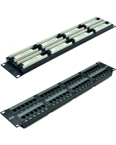 Панель коммутационная 19, 2U, 48 портов,Кат.5e NETLAN EC-URP-48-UD2 в Хасавюрте Патч панель Pintop.ru