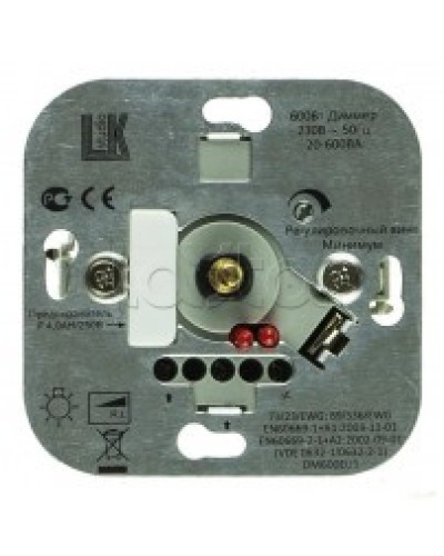 Механизм светорегулятора со световой индикацией, W= 600 Вт; Vintage Экопласт 887200-1 в Хасавюрте Розетки компьютерные и телефонные Pintop.ru