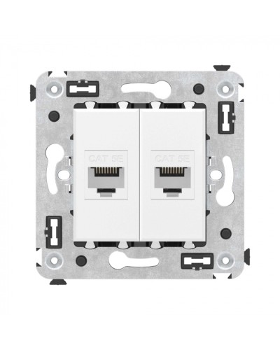 Компьютерная розетка RJ-45 без шторки в стену, кат.5е двойная, Avanti, Белое облако DKC 4400664 в Хасавюрте Розетки компьютерные и телефонные Pintop.ru