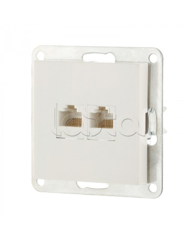 Розетка компьютерная двойная 2хRJ-45 кат.5е с накладкой (белый) LK80 Экопласт (846204-1) в Хасавюрте Розетки компьютерные и телефонные Pintop.ru