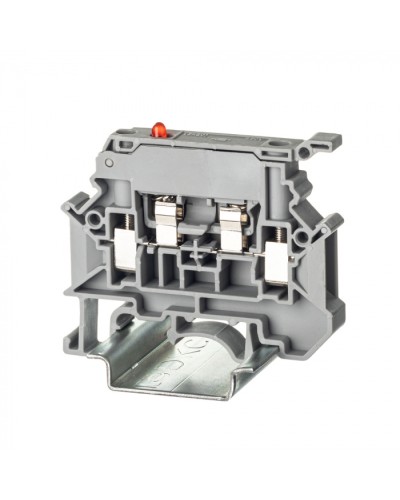 Клемма для предохранителя , винтовой зажим, 2 точки подключения, 4 кв.мм, серая DKC TUR-4-HESILED250 в Хасавюрте Клеммные колодки Pintop.ru