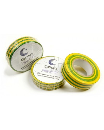 Лента изоляционная (желто-зеленая) Cabeus ET-YG в Хасавюрте Аксессуары для кабель-канала Pintop.ru