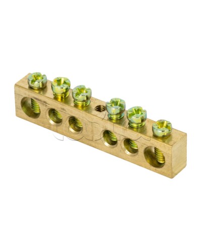 Шина PEN ноль-земля (8х12мм) 6 отверстий латунь крепеж по центру EKF PROxima (sn0-125-6-c) в Хасавюрте Клеммные колодки Pintop.ru