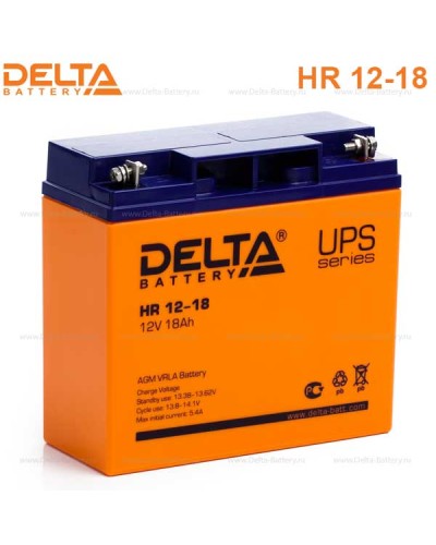 Аккумулятор свинцово-кислотный Delta HR 12-18 в Хасавюрте Электротехническое оборудование Pintop.ru