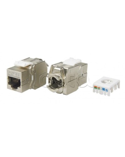 Вставка Keystone Jack RJ-45(8P8C) Hyperline KJ8-8P8C-C5e-180-TLS-SH-F-WH в Хасавюрте Модули Keystone Pintop.ru