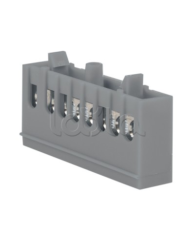 Шина фаза L (6х9мм) 8 отверстий латунь серый изолированный корпус на DIN-рейку EKF PROxima (sn0-63-8-is) в Хасавюрте Клеммные колодки Pintop.ru