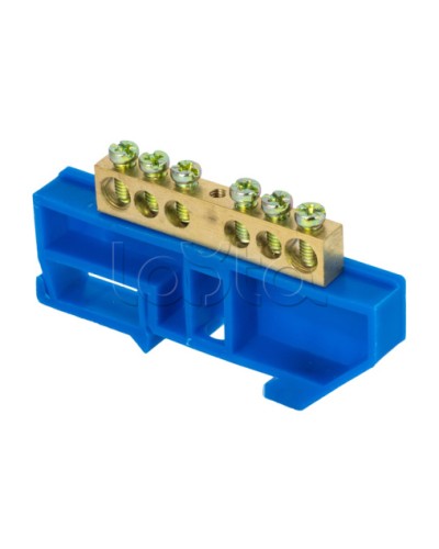 Шина 0 N (8х12мм) 6 отверстий латунь синий изолятор на DIN-рейку EKF PROxima (sn0-125-6-d) в Хасавюрте Клеммные колодки Pintop.ru