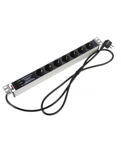 Блок розеток 1U, 7 розеток Schuko Rem R-16-7S-FI-440-3 в Хасавюрте Блоки розеток Pintop.ru