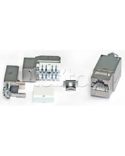 Вставка Keystone Jack RJ-45(8P8C), категория 6A, экранированная, 110 IDC, заделка с помощью NE-TOOL, белая Hyperline KJNE-8P8C-C6A-90-SH-F-WH в Хасавюрте Модули Keystone Pintop.ru