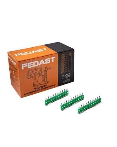 Гвозди 3.0*38 мм усиленные для монтажного пистолета (1000 шт/уп) FEDAST (fd3038eg) в Хасавюрте Крепеж: Дюбели, шурупы, саморезы Pintop.ru