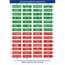 Оповещатель светоуказатель плоский (табло) Электротехника и Автоматика КРИСТАЛЛ-12 НИ "Насосная станция. Пожарный сухотруб АУП"