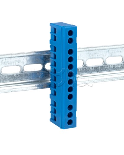 Шина 0 N (6х9мм) 12 отверстий латунь синий изолированный корпус на DIN-рейку EKF PROxima (sn0-63-12-ib) в Хасавюрте Клеммные колодки Pintop.ru