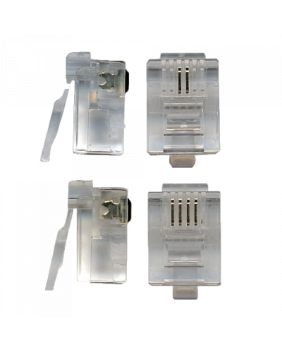 Коннектор телефонный RJ11, 4P4C, 100 шт. TWT (TWT-PL11-4P4C/100) в Хасавюрте Коннекторы и разъемы Pintop.ru