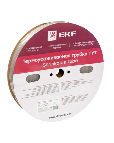 Термоусаживаемая трубка ТУТ 6/3 прозрачная рулон EKF PROxima (tut-6-tr) в Хасавюрте Аксессуары для кабель-канала Pintop.ru