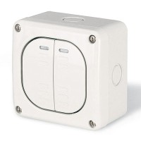 Выключатель однополюсный, двухклавишный, настенный DKC DIS1375022