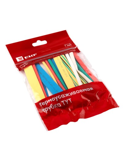 Термоусаживаемая трубка ТУТ нг 6/3 набор:7 цветов по 3шт. 100мм. EKF PROxima (tut-n-6) в Хасавюрте Аксессуары для кабель-канала Pintop.ru