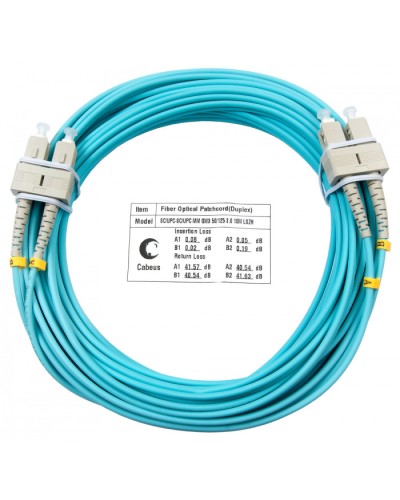 Шнур оптический duplex SC-SC 50/125 mm OM3 20м LSZH Cabeus FOP-50-SC-SC-20m в Хасавюрте Патч-корды и пигтейлы Pintop.ru