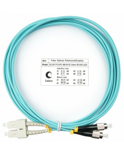 Шнур оптический duplex SC-FC 50/125 mm OM3 3м LSZH Cabeus FOP-50-SC-FC-3m в Хасавюрте Патч-корды и пигтейлы Pintop.ru