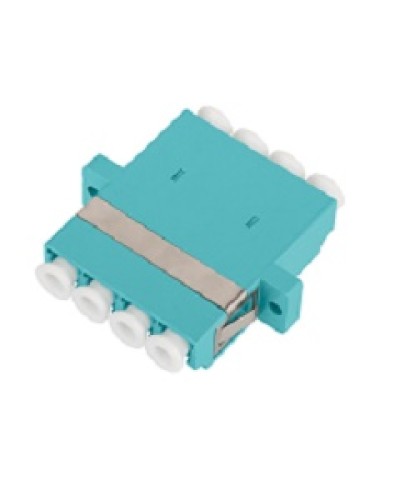 Адаптер NIKOMAX волоконно-оптический, соединительный, многомодовый, стандарта OM3, LC/UPC-LC/UPC, квадро, пластиковый, без шторки, с фланцами, аква, уп-ка 2шт. в Хасавюрте Проходные адаптеры и розетки оптические Pintop.ru