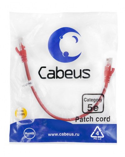 Патч-корд медный U/UTP кат.5е (0,3м) LSZH (красный) Cabeus (PC-UTP-RJ45-Cat.5e-0.3m-RD-LSZH) в Хасавюрте Патчкорды (медные) Pintop.ru