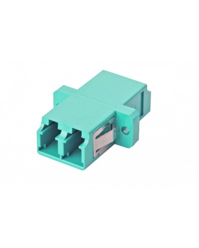 Оптический адаптер OM3, дуплекс LC, с фланцами, бирюзовый Eurolan (36A-30-2L-02AQ) в Хасавюрте Проходные адаптеры и розетки оптические Pintop.ru